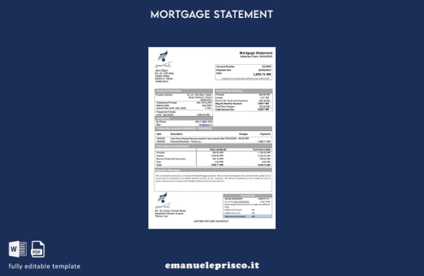 stile verificato Modello di estratto conto mutuo della Iran Sarmayeh Bank Modell